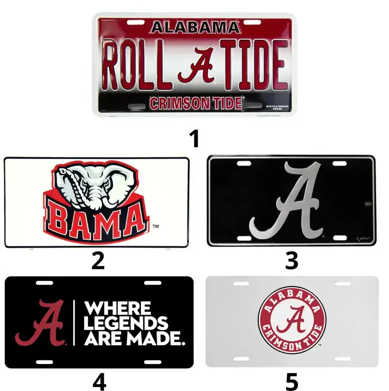 [College Football Pride, SEC Tradition & Team Spirit Vibe] Alabama Crimson Tide Elite Aluminum License Plate, University of Alabama Front Car Tag, SEC Sports Fan Vehicle Vanity Plate