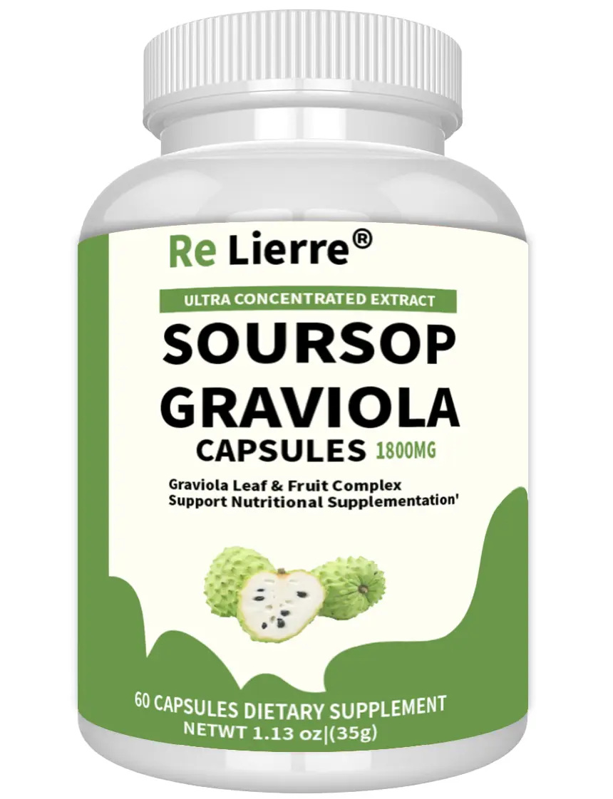 High Absorption Soursop capsules 1800mg -  Soursop Leaf & Fruit Extract, Gluten-Free, Rich in Dietary Fiber & Vitamin C, Supports Digestion & Intestinal Health, Easy-to-Take  Supplement for Daily Wellness, Digestive Support caps | Extract Format | 60 ct