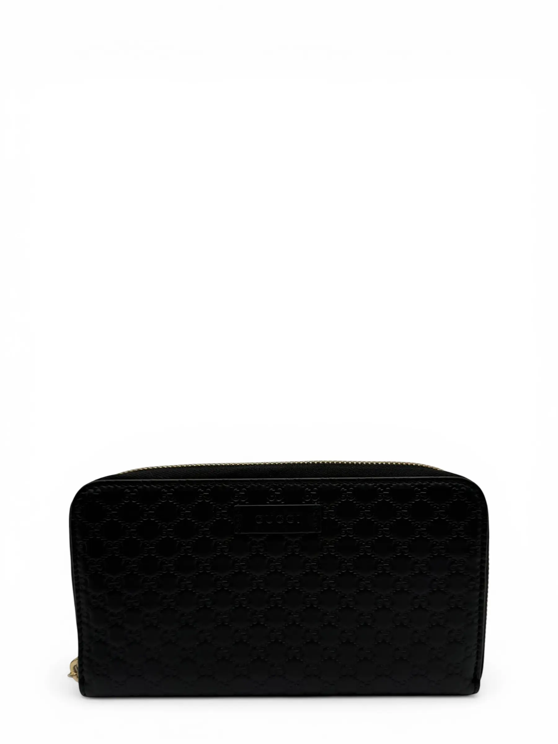 Pre-owned GUCCI EMBOSSED LEATHER Small Leather Goods MICROGUCCISSIMA CONTINENTAL FLAP WALLET BLACK