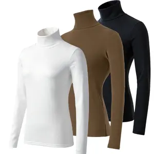 Women's 3 Pack Long Sleeve Crop Tops - Crewneck & Turtleneck Slim Fit, Y2K Korean Style Basic, Minimalist Layering Shirts for Daily Casual