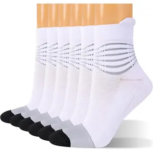 Compression Ankle Support Socks Women - Coolmax Wicking, Cushioned Athletic, Plantar Fasciitis Relief 2/3/6 Pairs solid color Breathable ankle sock