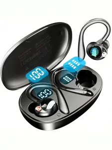 Wireless Earbuds Bluetooth Headphones Sport Bluetooth 5.3 Earbuds With 120H Playtime Dual LED Battery Display With Earhook IPX7 Waterproof For Workout/Gym/Running Black