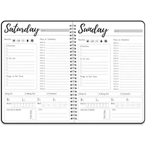 Work Planner - Daily & Weekly Spiral Planner with Hourly Schedules, To Do List, Tasks, Expense tracker, Undated 7 Days Planner Start Anytime，10 x 7.3 inches