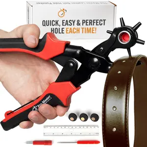 Professional Heavy Duty Belt Hole Puncher for Leather, Multi-Size Rotary Leather Hole Punch Tool Set with  Handles for Easy, Precise Belt Fixes, Straps, Collars, Bags, Shoes, DIY Crafts
