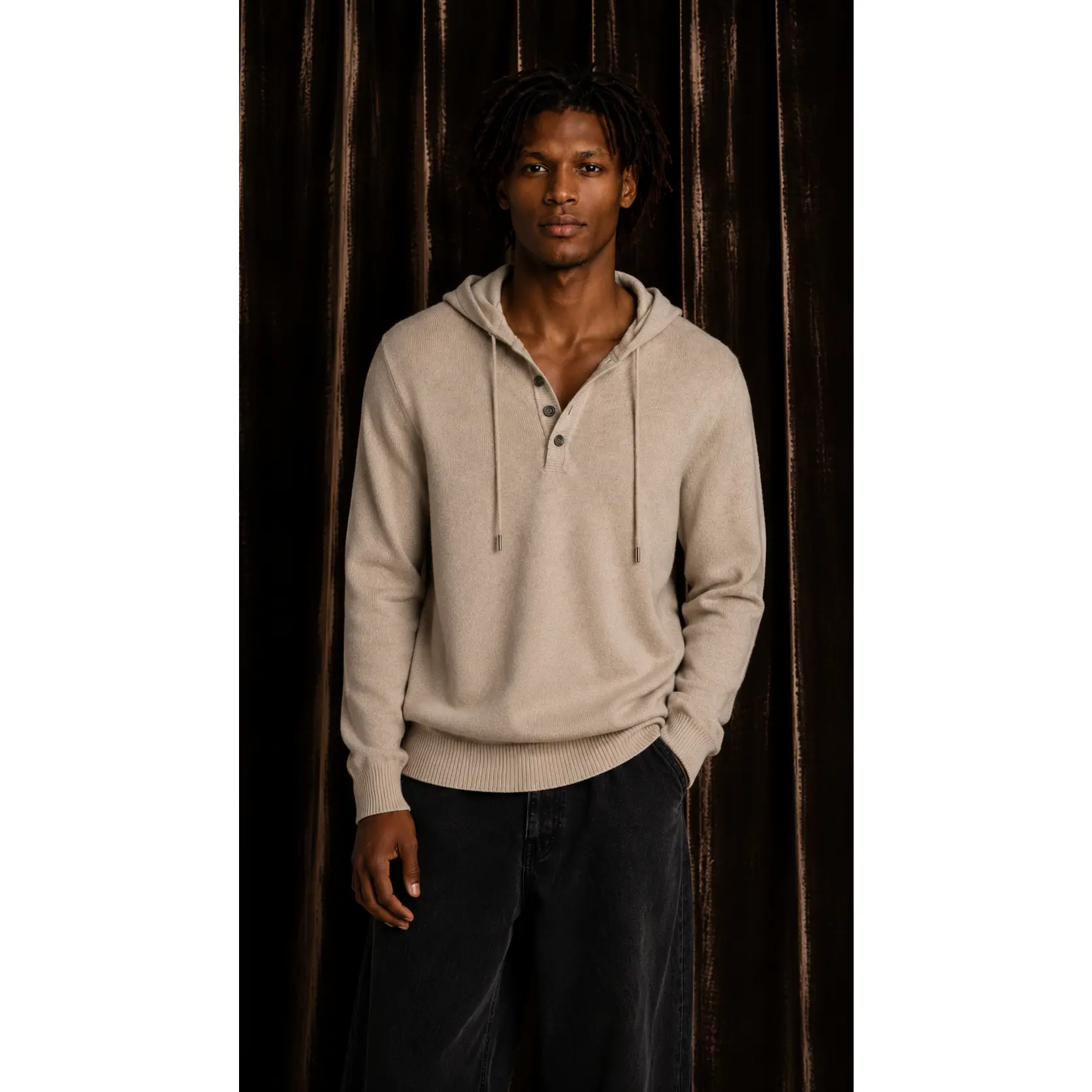 Men's Versatile Drawstring Hood Pullover Sweatshirt, Soft Flannel Plaid Menswear Hoodie