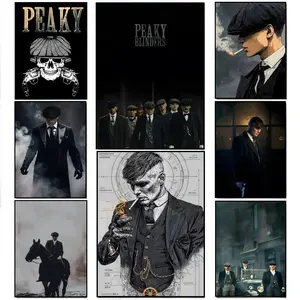 British Crime Classic Peaky Blinders Gang Poster Retro Drama Fan Wall Art Decor, Unframed Art Print, HD Printed Poster With Waterproof And Moisture-proof Suitable For Bedroom Living Room Bar Restaurant Cafe Wall Decoration As Gift