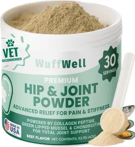 WuffWell Hip and Joint Powder Supplement for Dogs - Glucosamine Dog Joint Health - Joint Supplement for Dogs Powder - Supports Mobility - Dog Joint Powder...