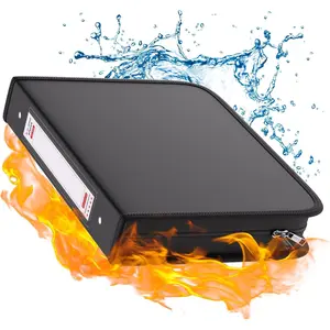 Fireproof 3 Ring Binder with Zipper, 1.5 Inch D Rings Hold up 375 Sheets of 8.5" x 11" (A4), Compatible with Clear Page Protectors, Built-in Net and Pen Holder(Black, 1 count)