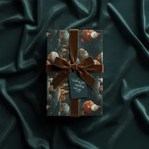 Whimsical Hot Air Balloon Christmas Wrapping Paper: Dreamy Santa Sky Gift Wrap
