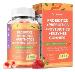 Sugar Free 5-in-1 Probiotic Prebiotic Postbiotic Gummy, 36 Strains Probiotics for Women Men with Digestive Enzymes, Peppermint, Complete Immune, Gut & Digestive Support, Vegan, 60 Counts