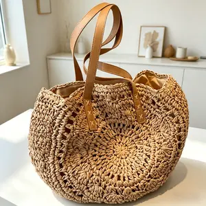 2026 New Straw Woven Large Capacity Single Shoulder Tote Bag - Stylish Simple Casual Sports & Outdoor Gym Bag for Beach Vacation