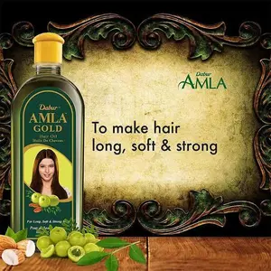 Dabur Amla Gold Hair Oil 200ml - Strengthens & Nourishes Indian Oil for Women & Men - All-Natural Ingredients, Moisturizing Formula, Ammonia-Free, Vegetable Extracts Haircare, nourish & protect, Enriched, Improves Shine