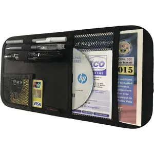 Car Sun Visor Organizer, Auto Visor Holder Interior Accessory Pocket Organizer-For Car Registration, Document Storage Pouch & Pen Holder - Black