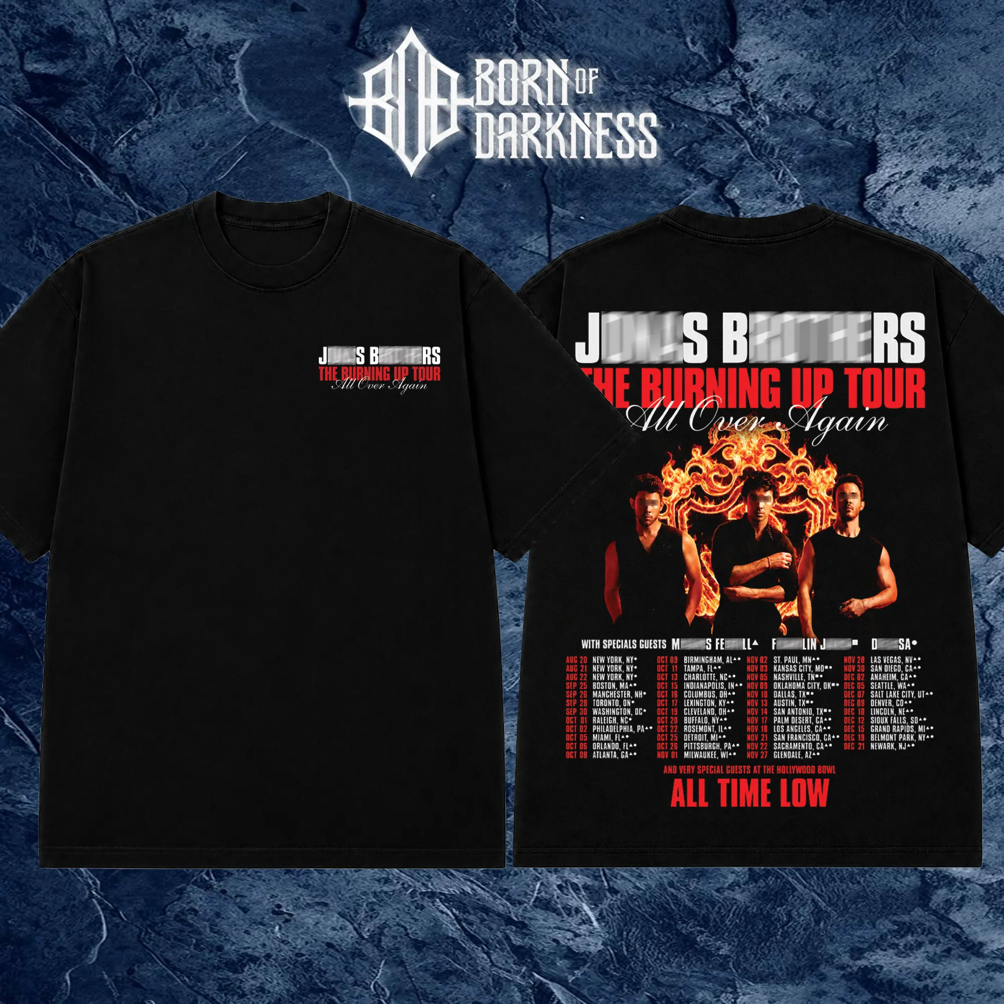 The Burning Up Tour All Over Again Black Graphic T-Shirt, Madison Square Garden Concert Shirt, Front & Back Print Music Fan Tee, JB Tour Gift