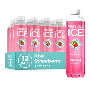 Sparkling Ice, Kiwi Strawberry Sparkling Water, Zero Sugar Flavored Water, with Antioxidants and Vitamins, Zero Sugar, 17 fl oz Bottles (Pack of 12)
