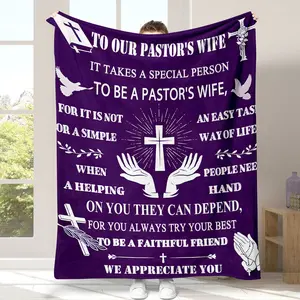 Blanket Gift for Pastor Wife, Custom Church Dedication Throw, Decorative Giftable Blankets, Religious Home Decor, Sofa Cover, Shawl, Adult Warmth Blanket