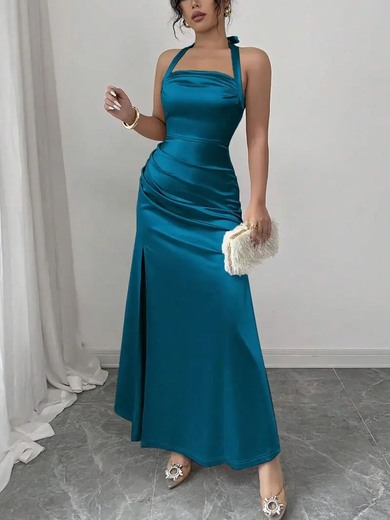 navy blue prom dress slim fit spaghetti strap - TikTok Shop