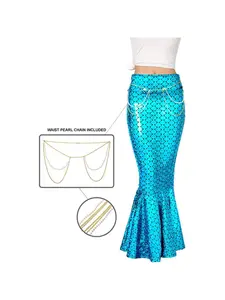Mermaid Costume Sequin Scale Pencil Skirt for Cosplay, Princess Parties and Underwater-Themed Events
