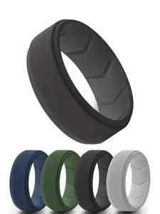 Men's Sporty Silicone Ring, Breathable Design Ring for Men, Fashion Accessories for Outdoor Gym Workout Running Climbing Camping