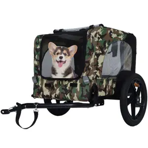 Dog Bike Trailer with Steel Frame, Easy Folding Pet Carrier Cart, 2-in-1 Weatherproof Canopy, Spacious Interior & Easy Storage