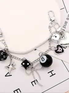 New Classical Odd-Shaped Lucky Dice Pool 8 Bag Charm, Thick and Thin Chains Available, Unique Phone Keychain Accessory