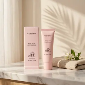 No Cast Just Glow Collagen Sunscreen | SPF 50 Broad Spectrum Face Sunscreen | Lightweight, Non-Sticky, Hydrating Formula | No White Cast or Residue | Peptide, Cica for Soothing & Natural Glow