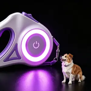 Pawzseek  LED Retractable Dog Leash for Night Walking,Walking Your Dog at Night Feels Different With This,This Glowing Dog Leash Is a Game Changer