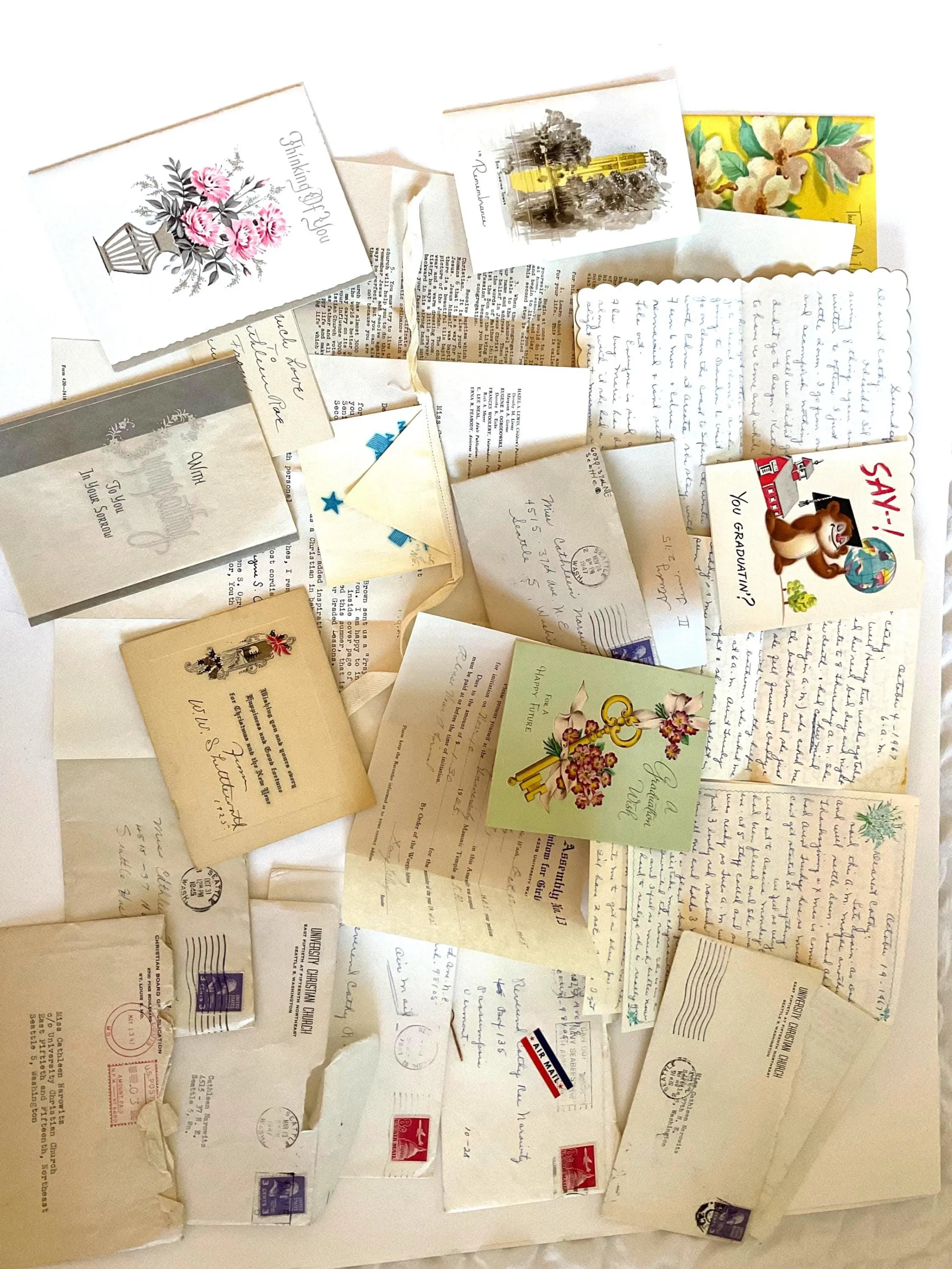 Vintage Letters, Cards - Lot from 1940s to 1960s - Ephemera