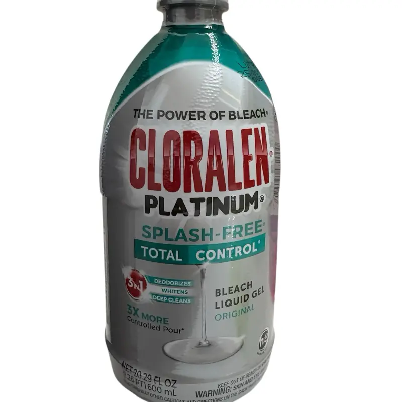 Cloralen Platinum Lemon Fresh Bleach Liquid 3 in 1 Power - Deep Cleans, Deodorizer, Whitens, 20.29 fl Oz Household Original