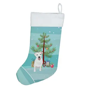 Carolines Treasures  18 x 13.5 in. Unisex Pit Bull White No.1 Christmas Christmas Stocking