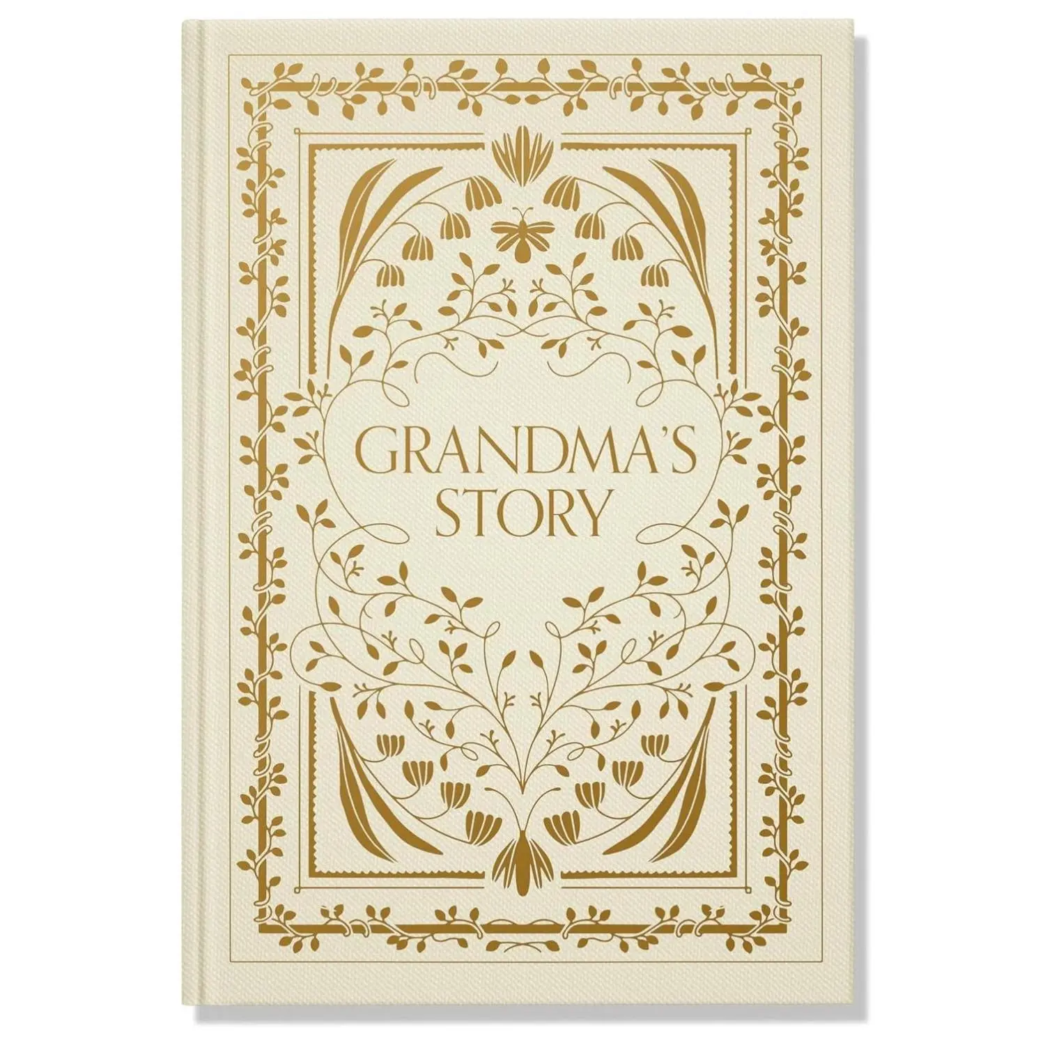 Grandma's Story Themed Family Memory & Keepsake Journal - Acid-Free Pages, Linen Cover, Gold Foil, Thoughtful Features (Grandparents Keepsake Series) Travel Notebook for Mother's Day, Journaling Supplies