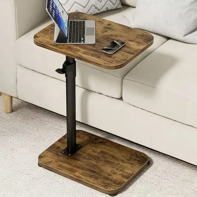 Adjustable Retro Wood-Metal C-Shaped Side Tables - Furniture for Small Spaces, Household Decor, Bedside Tables, Sofa Armrest Trays, Storage Racks, Side Support Home Organizers