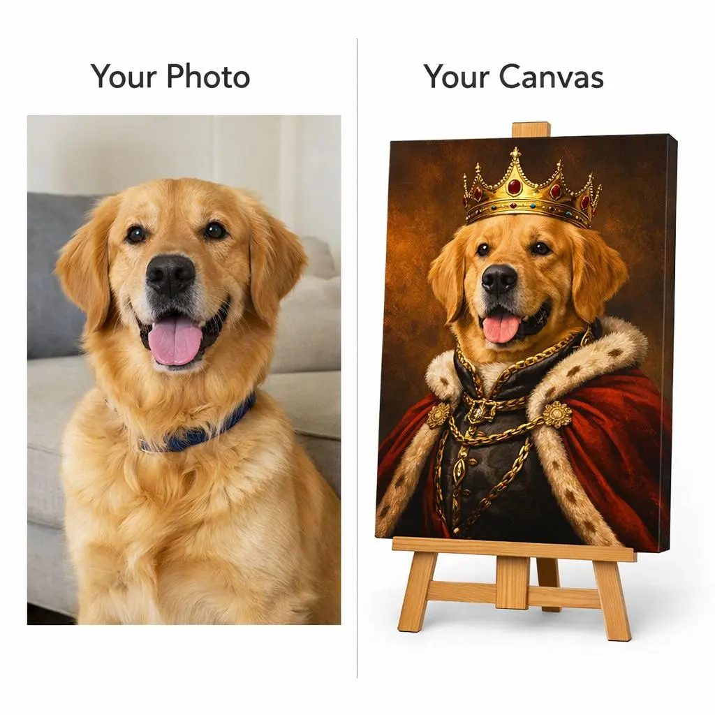 Customize Pet Portrait Canvas Print | Custom Dog Cat Photo Wall Art | Pet Gift | INKERASTORY