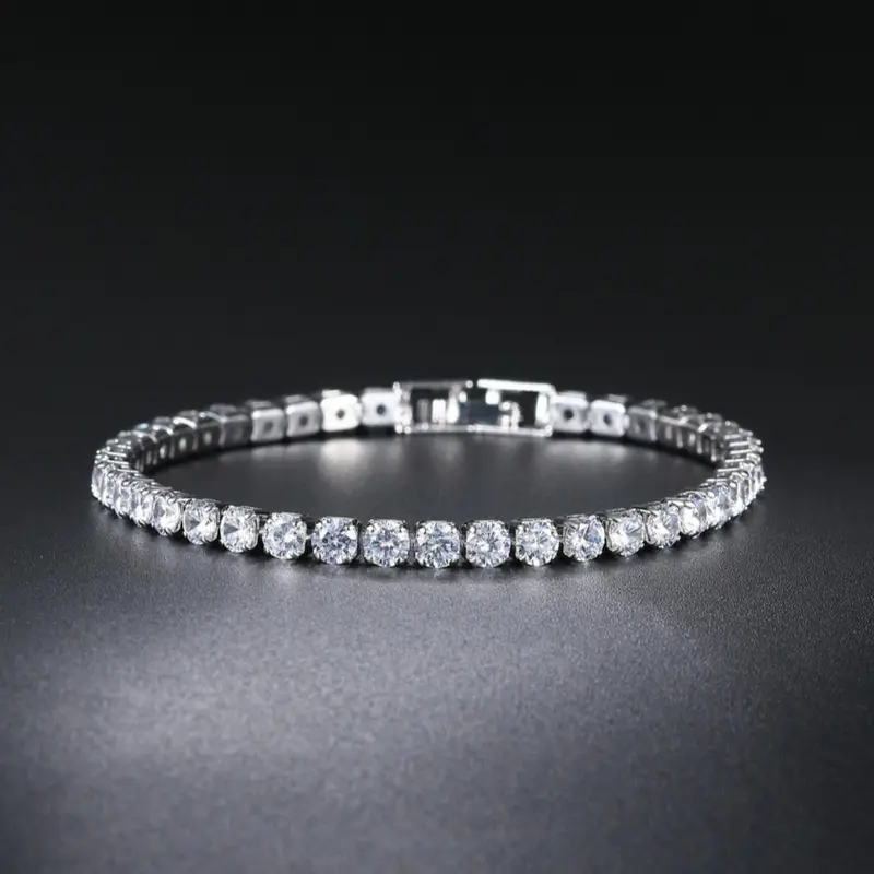 Rhinestone Link Bracelet, Elegant Statement Bangle Jewelry for Women and Men, Exquisite Birthday Gift