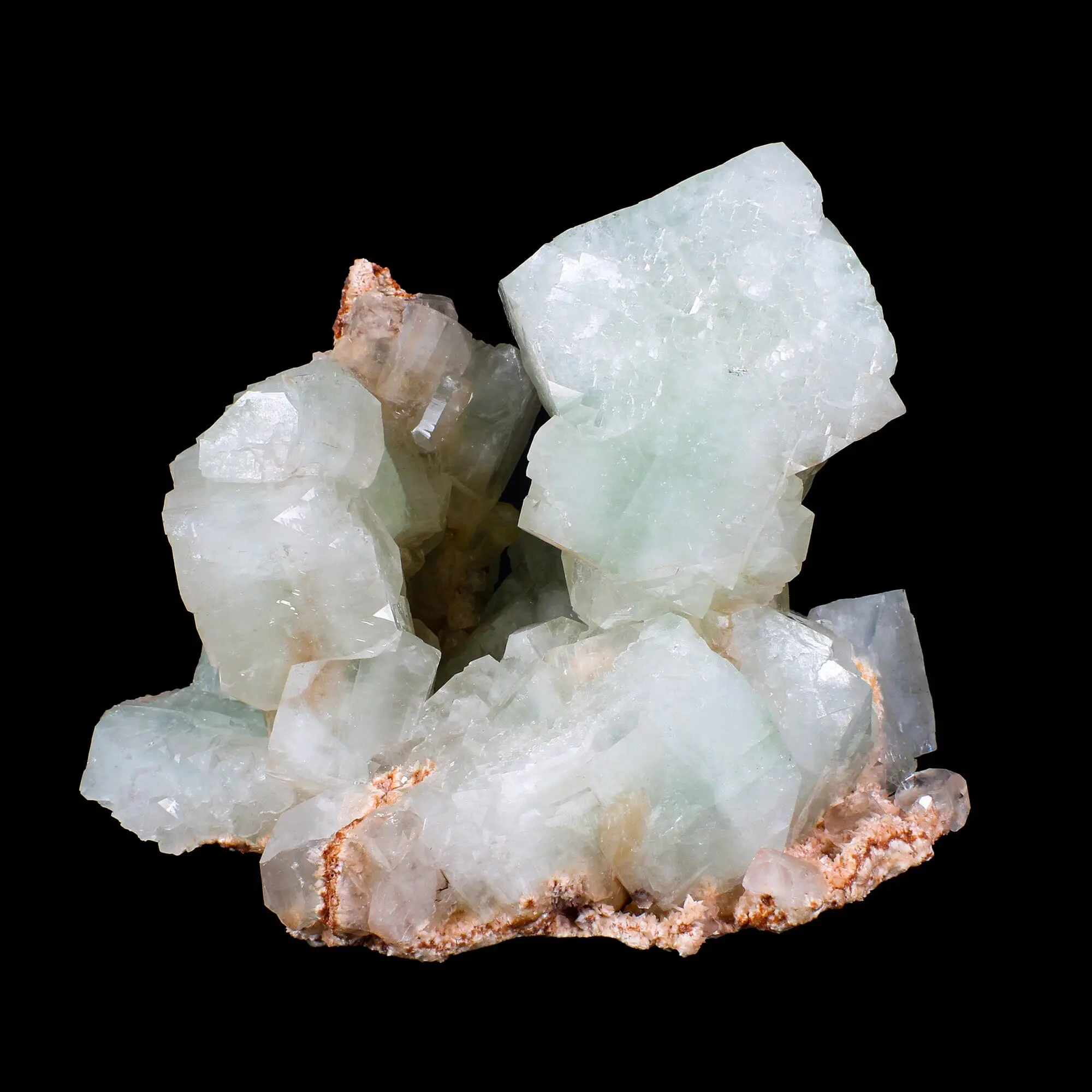 Huge Green Apophyllite Cubes with Heulandite – Freestanding Natural Mineral Specimen from Nashik # B 7177