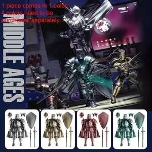 Medieval Skeleton Knight Model, 1 Box 2-in-1 Retro DIY Assembly Puzzle Game, Desktop Decoration, Birthday Gift Set