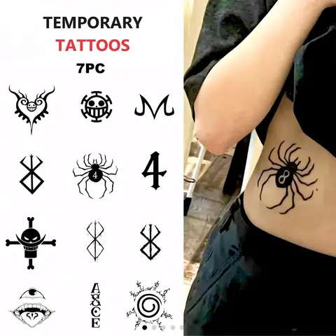 FeCaninCare 13pcs Cool Design Anime Pirate Temporary Tattoos Sticker Set Tattoo Stickers LongLasting And Safe Temporary Tattoos Party Cosplay Arms Neck Easy To Apply And Remove Fake Tattoos