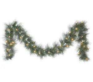 Puleo International 9 ft x 10 in B/O Glittery Garland LED