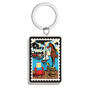 maryland Colorado Keychain, 2D flat acrylic decorative pendant, car, bag, festival decoration pendant, gift