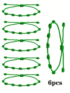 6pcs San Judas Tadeo Knotted Bracelet Set, Adjustable Woven String Protection Bracelets, Religious Spiritual Jewelry