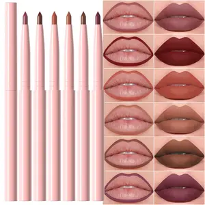 Lip Liner Pencils Set Pack for Shaping & Sculpting Lips, Mauve Maroon Red Orange  Dark Brown Plum Creamy Matte Gel Lip Liner Lipliners Pencil delineador de labios