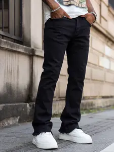 Men's Splatter Print Skinny Jeans, High Street Hip-Hop Style, Zipper Cuff Long Pants, All Seasons Casual Fitted Denim