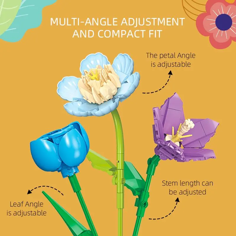 Eternal Flower Desktop Decoration, Puzzle Assembly Building Blocks