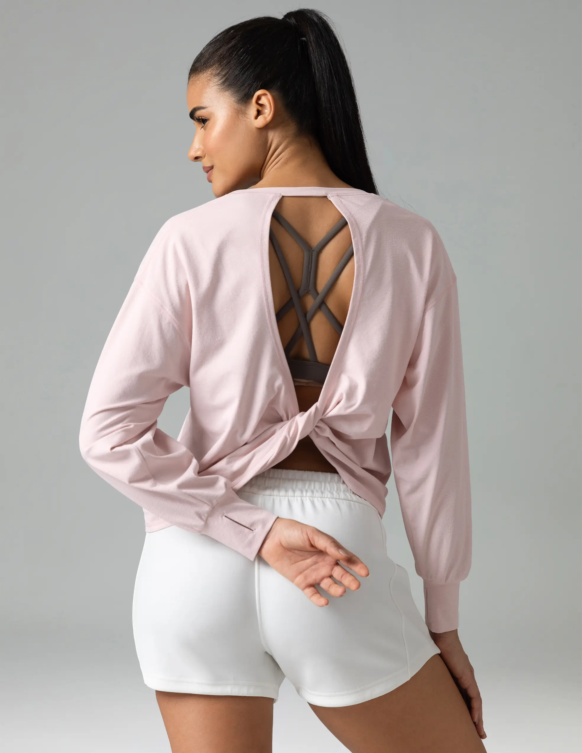 Colorfulkoala Women's Oversized Twist-Back ShirtCutout, Stretch Anti-Pilling Fabric, Versatile for Leggings & Layering