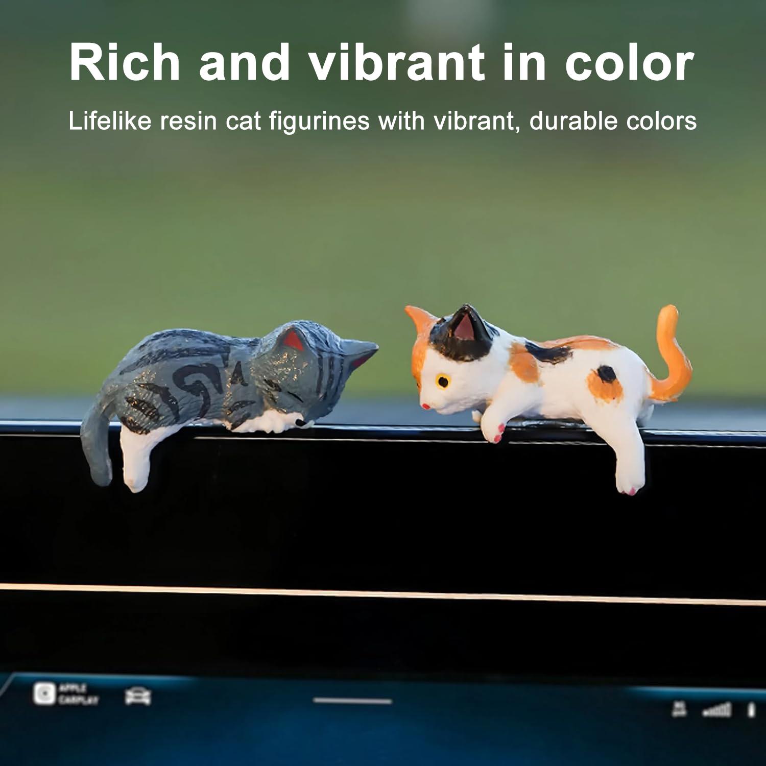 2026 Mini Cat Desk Figurines Set of 5 Resin Multi-Pose Cute Cartoon-Style Kitty Desk Companions for Home Offices & Cubicles