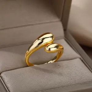 Gold Stainless Steel Adjustable Wrap Band Ring
