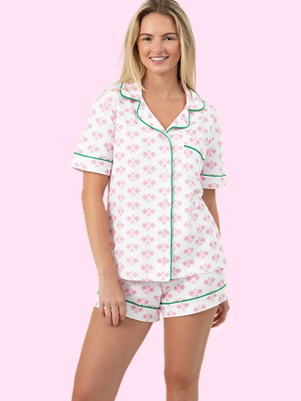 Pickleball Prep Short Pajama Set - Pink