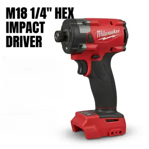 Milwaukee M18 FID3 cordless 1/4-inch hex impact screwdriver is suitable for electrical and cabinet installations. It features a speed of 3900 rpm, and an impact frequency of 4400 impacts per minute. It includes a battery and charger. brushless wrench Kit