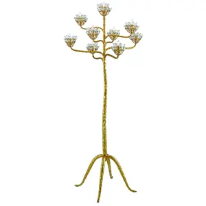 Agave Americana Collection Nine Light Floor Candelabra Contemporary Gold Leaf