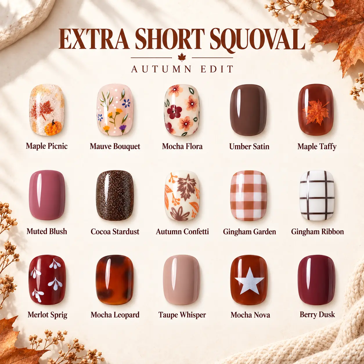 CurvLife Nailora Extra Short Press-On Nails Collection – 30Pcs, Easy Everyday Styles, Natural Chic Designs, Reusable Salon-Look Nails for Daily Wear